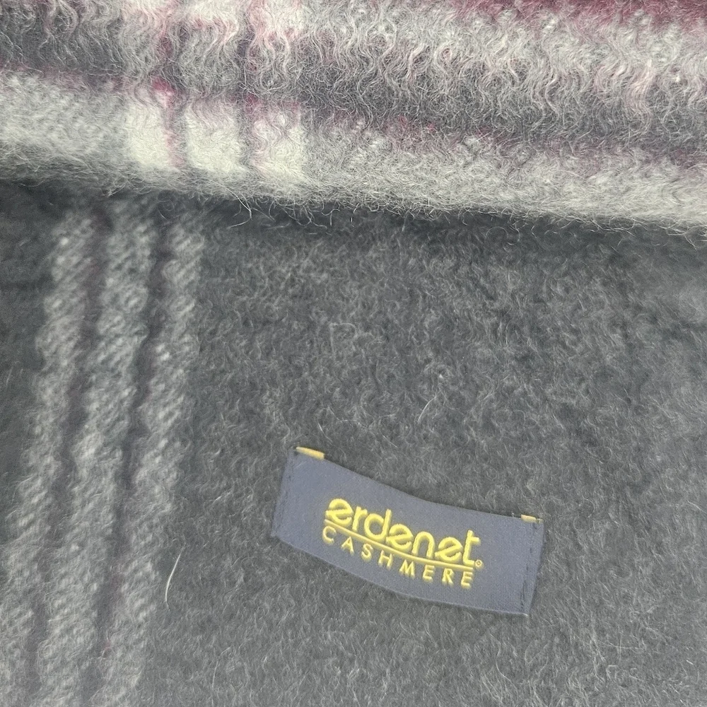 Erdenet Men’s 100% Cashmere Scarf Gray Plaid Soft Warm 64